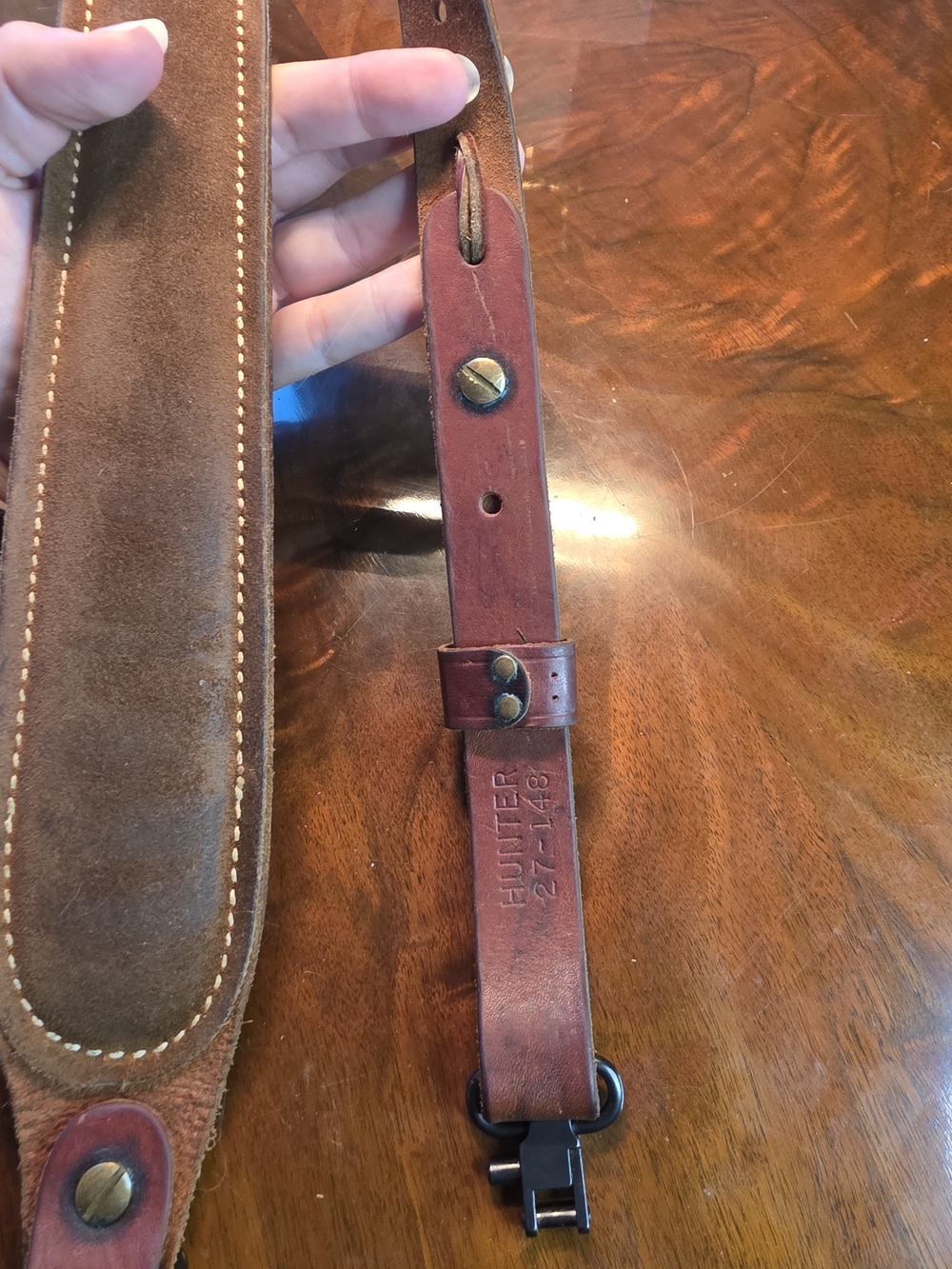 Tooled Leather Rifle Sling with Deer Motif - Brown - Picture 6 of 15